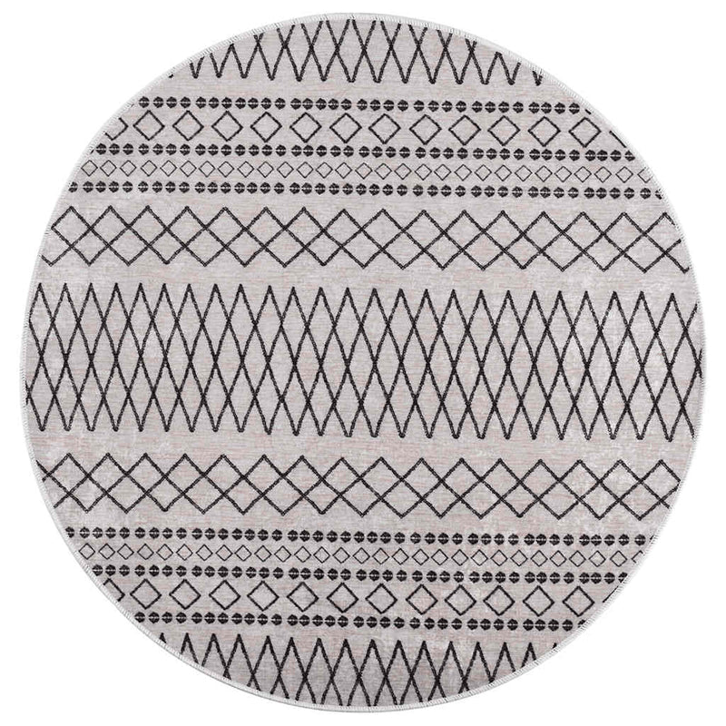 Laden Sie das Bild in Galerie -Viewer, Vidaxl vloerkleed wasbaar anti-slip ø120 cm zwart en wit