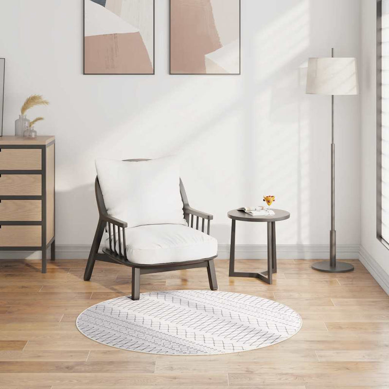 Chargez l'image dans la visionneuse de la galerie, Vidaxl vloerkleed wasbaar anti-slip ø120 cm zwart en wit