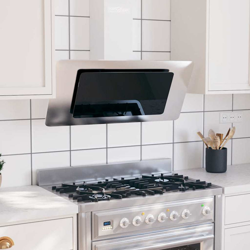 Load image into Gallery viewer, Vidaxl wandafzuigkap 90 cm roestvrij staal gehard glas zilverkleurig