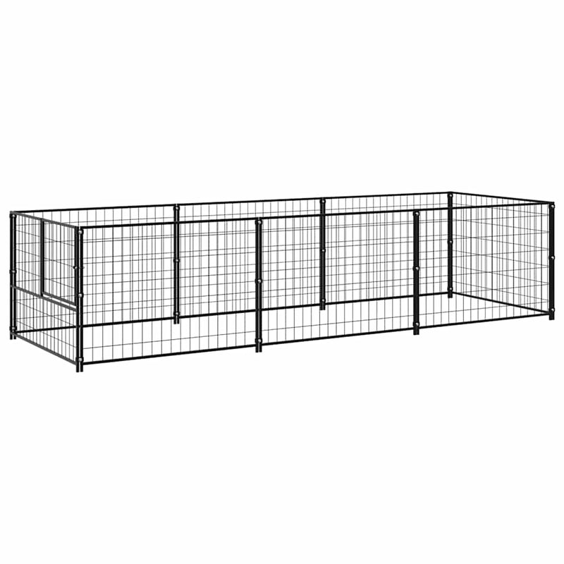 Afbeelding laden in galerijviewer, Vidaxl hondenkennel 3 m² staal zwart