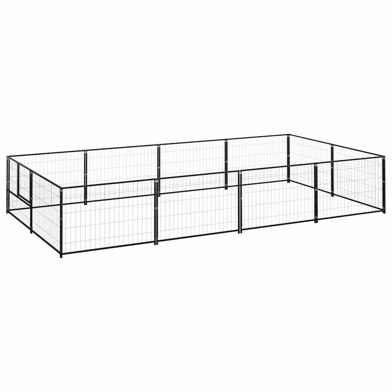 Load image into Gallery viewer, Vidaxl hondenkennel 8 m² staal zwart