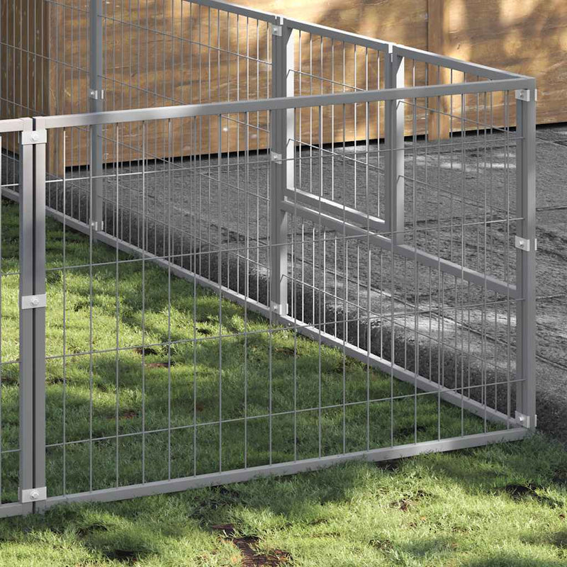 Load image into Gallery viewer, Vidaxl hondenkennel 9 m² staal zilverkleurig