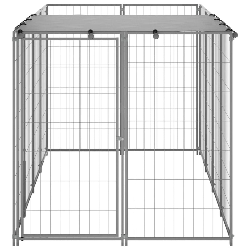Load image into Gallery viewer, VidaXL Hondenkennel 2,42 m² staal zilverkleurig