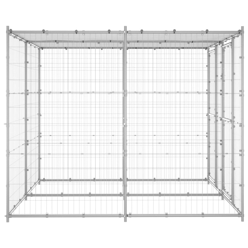 Load image into Gallery viewer, VidaXL Hondenkennel met dak 4,84 m² gegalvaniseerd staal