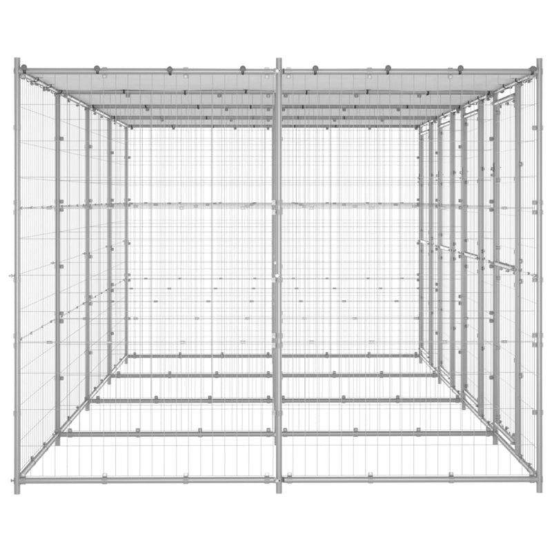 Load image into Gallery viewer, VidaXL Hondenkennel met dak 9,68 m² gegalvaniseerd staal