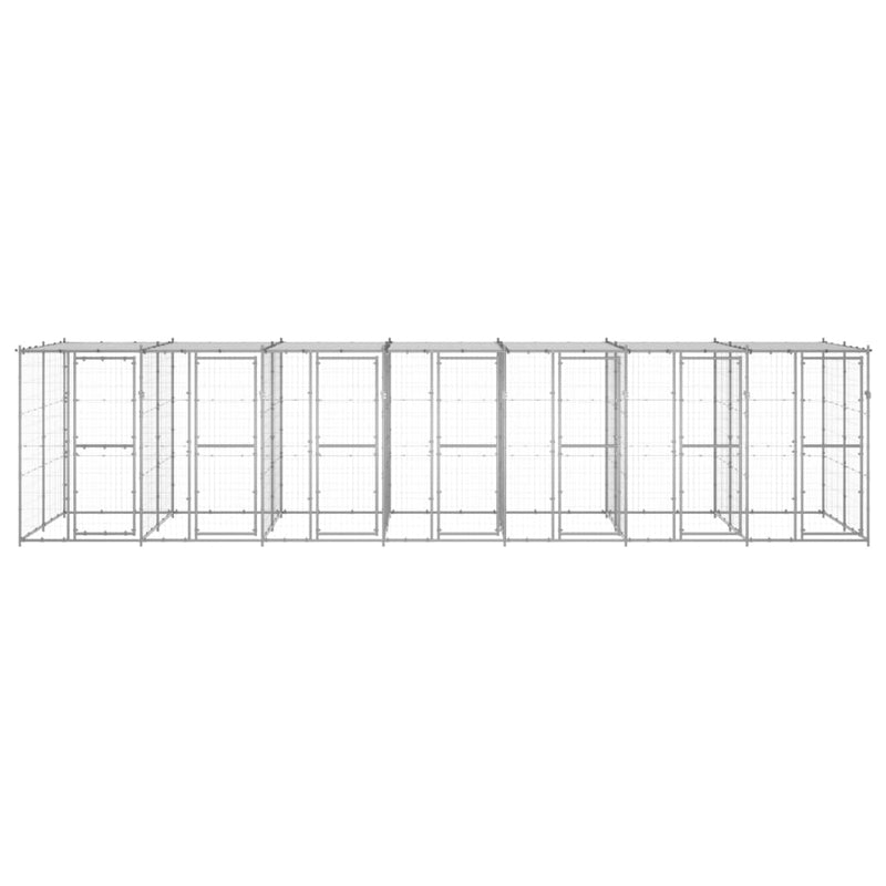 Load image into Gallery viewer, VidaXL Hondenkennel met dak 16,94 m² gegalvaniseerd staal