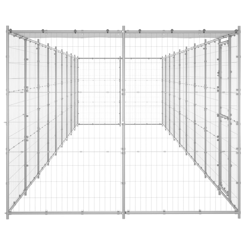Load image into Gallery viewer, VidaXL Hondenkennel met dak 21,78 m² gegalvaniseerd staal