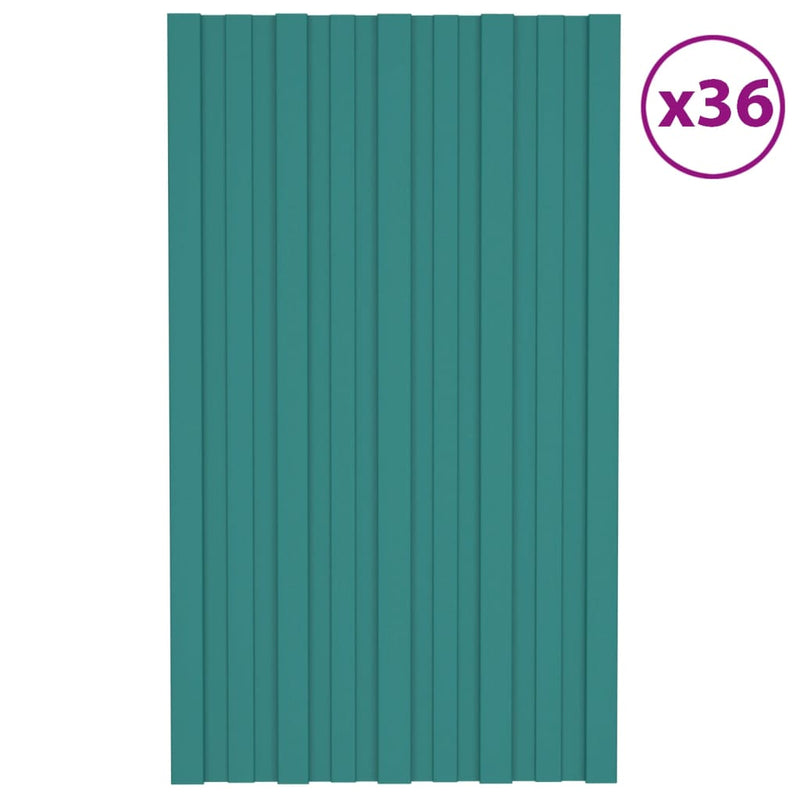 Load image into Gallery viewer, VidaXL Dakpanelen 36 st 80x45 cm gegalvaniseerd staal groen