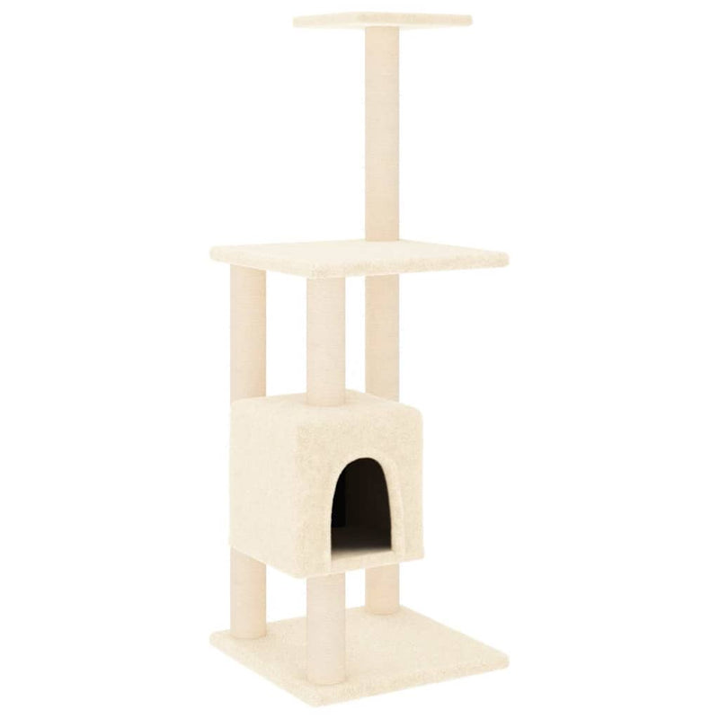 Chargez l'image dans la visionneuse de la galerie, Vidaxl kattenkrabpaal met sisal krabpalen 104 cm crèmekleurig