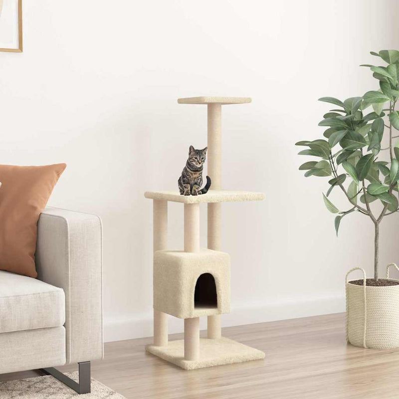 Chargez l'image dans la visionneuse de la galerie, Vidaxl kattenkrabpaal met sisal krabpalen 104 cm crèmekleurig