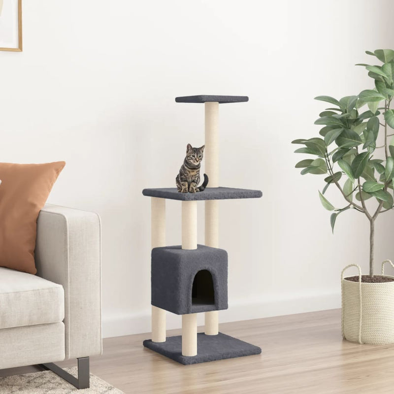 Load image into Gallery viewer, Vidaxl kattenkrabpaal met sisal krabpalen 104 cm donkergrijs