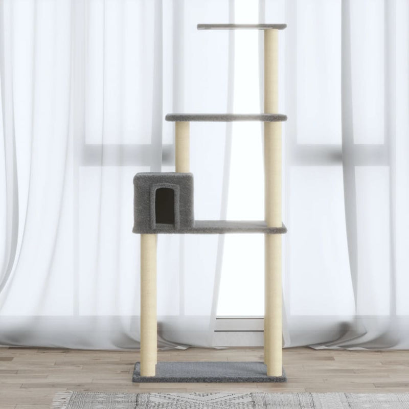 Chargez l'image dans la visionneuse de la galerie, Vidaxl kattenkrabpaal met sisal krabpalen 147 cm lichtgrijs