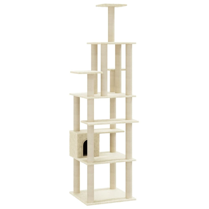 Load image into Gallery viewer, Vidaxl kattenkrabpaal met sisal krabpalen 183 cm crèmekleurig