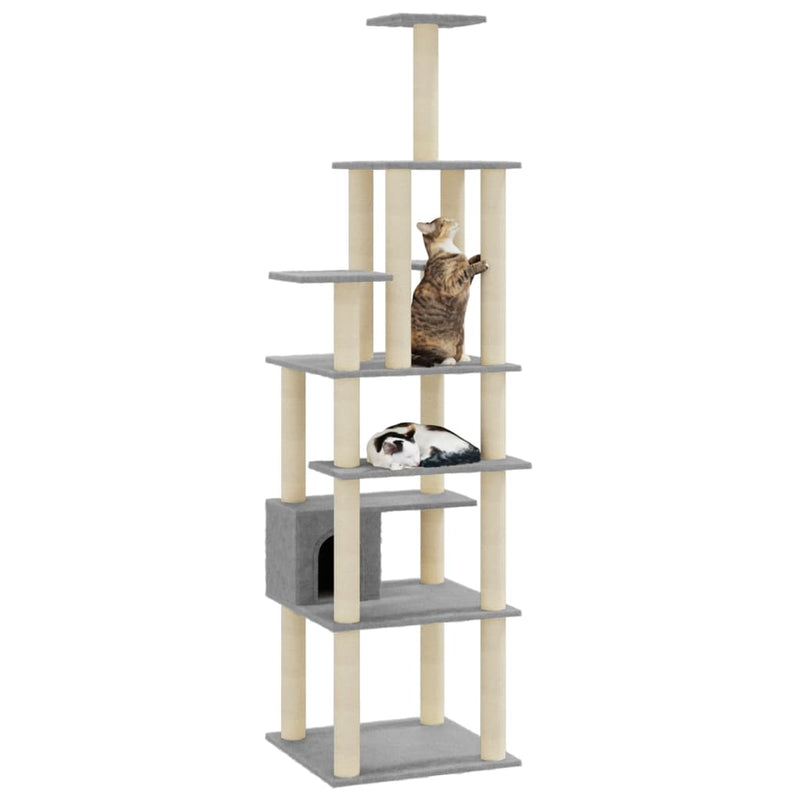 Load image into Gallery viewer, Vidaxl kattenkrabpaal met sisal krabpalen 183 cm lichtgrijs