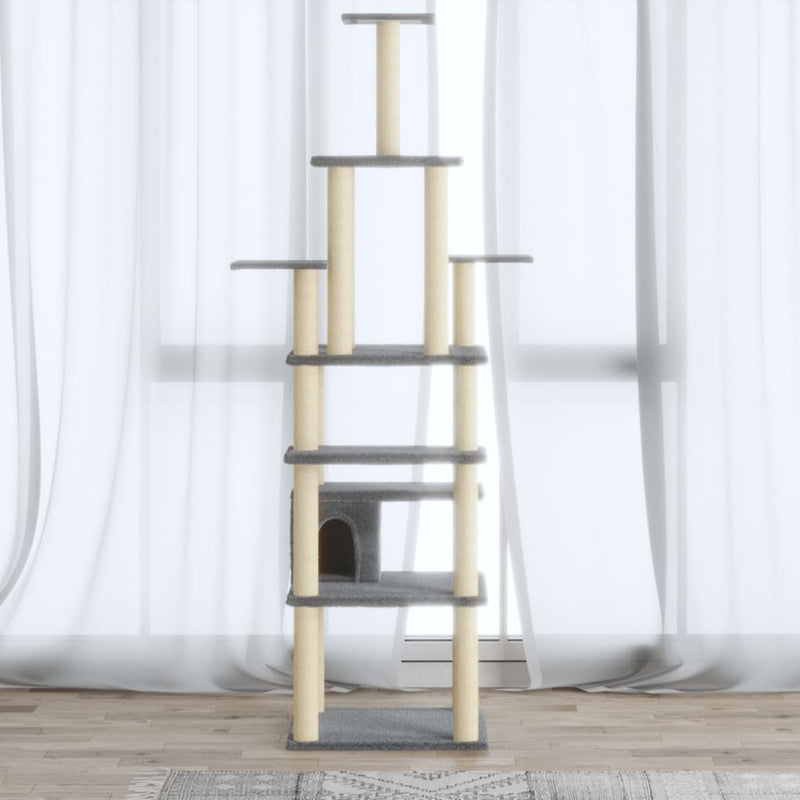 Load image into Gallery viewer, Vidaxl kattenkrabpaal met sisal krabpalen 183 cm lichtgrijs