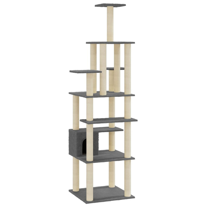 Load image into Gallery viewer, Vidaxl kattenkrabpaal met sisal krabpalen 183 cm donkergrijs