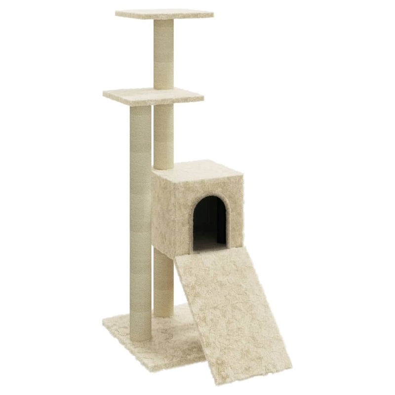 Load image into Gallery viewer, Vidaxl kattenmeubel met sisal krabpalen 92 cm crèmekleurig