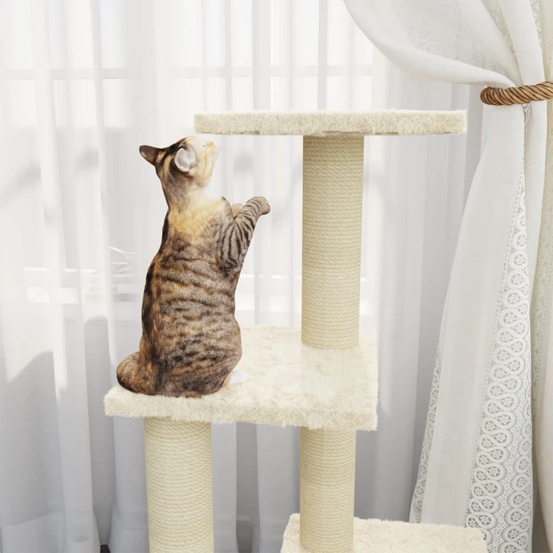 Load image into Gallery viewer, Vidaxl kattenmeubel met sisal krabpalen 92 cm crèmekleurig