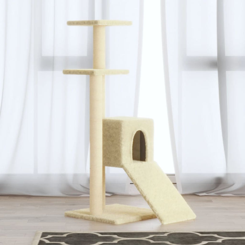 Load image into Gallery viewer, Vidaxl kattenmeubel met sisal krabpalen 92 cm crèmekleurig