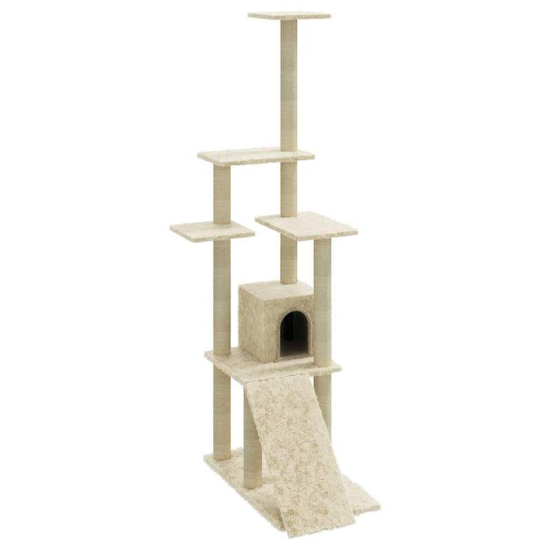 Load image into Gallery viewer, Vidaxl kattenmeubel met sisal krabpalen 155 cm crèmekleurig
