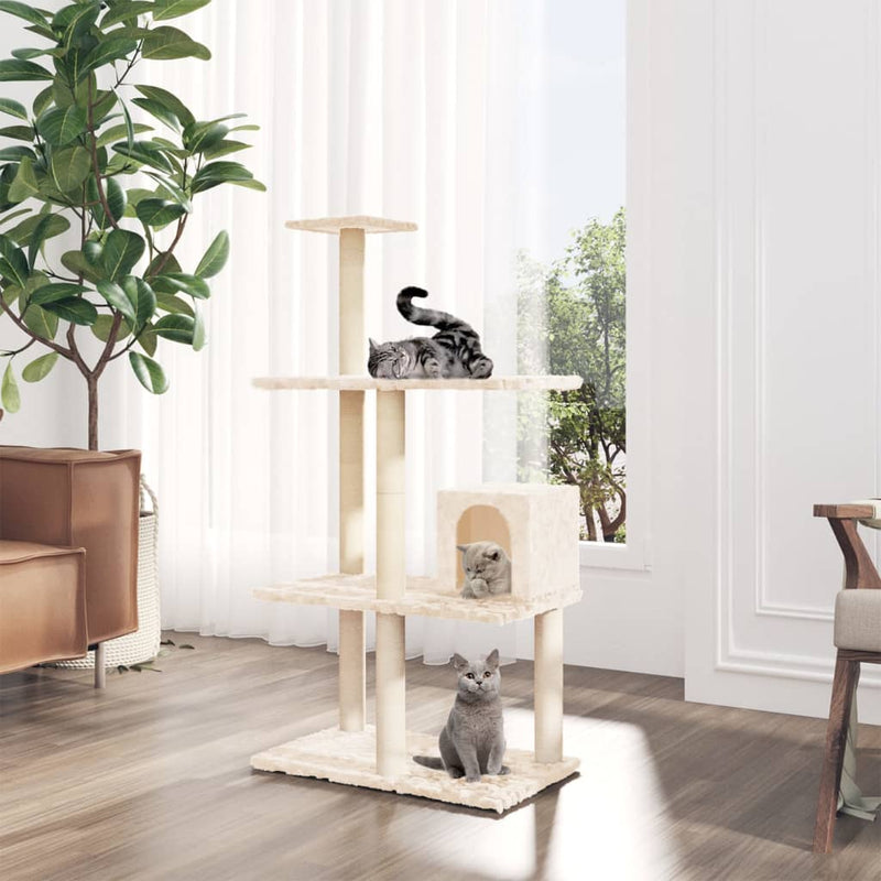 Load image into Gallery viewer, Vidaxl kattenmeubel met sisal krabpalen 119 cm crèmekleurig