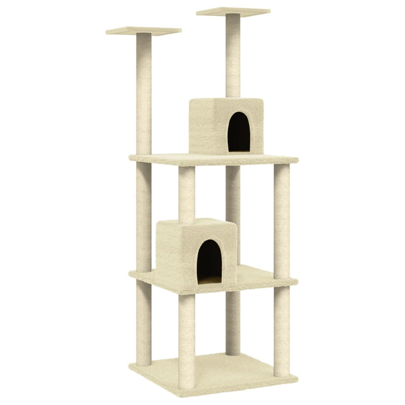 Load image into Gallery viewer, Vidaxl kattenmeubel met sisal krabpalen 141 cm crèmekleurig