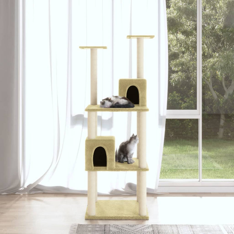 Load image into Gallery viewer, Vidaxl kattenmeubel met sisal krabpalen 141 cm crèmekleurig