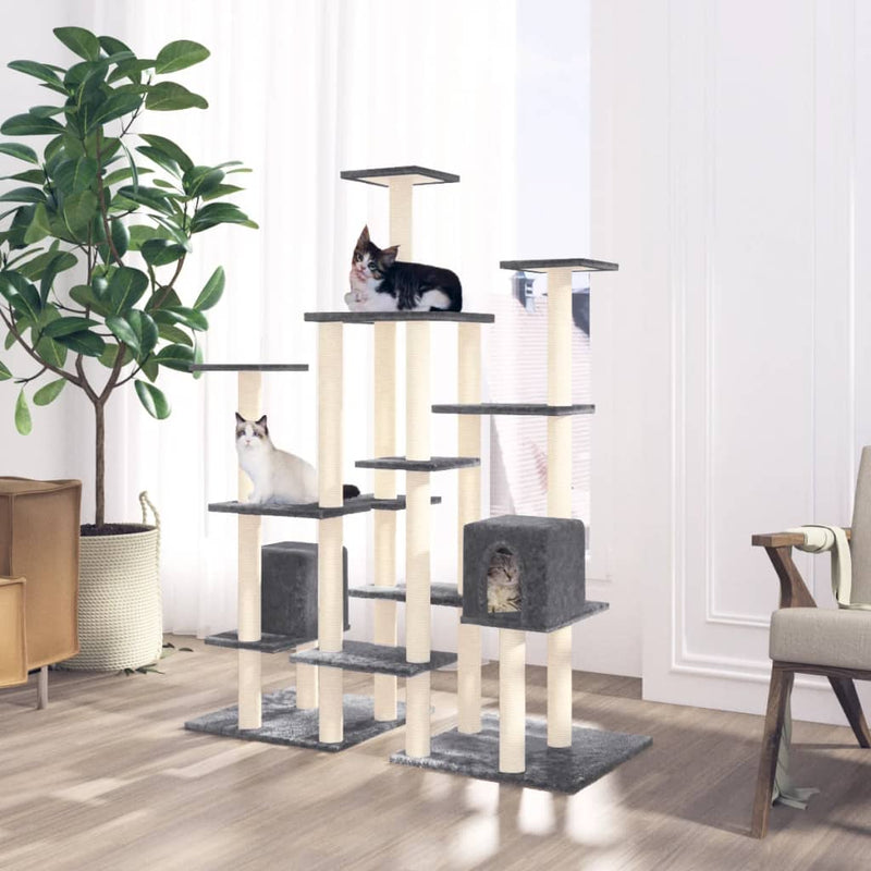 Load image into Gallery viewer, Vidaxl kattenmeubel met sisal krabpalen 145 cm donkergrijs