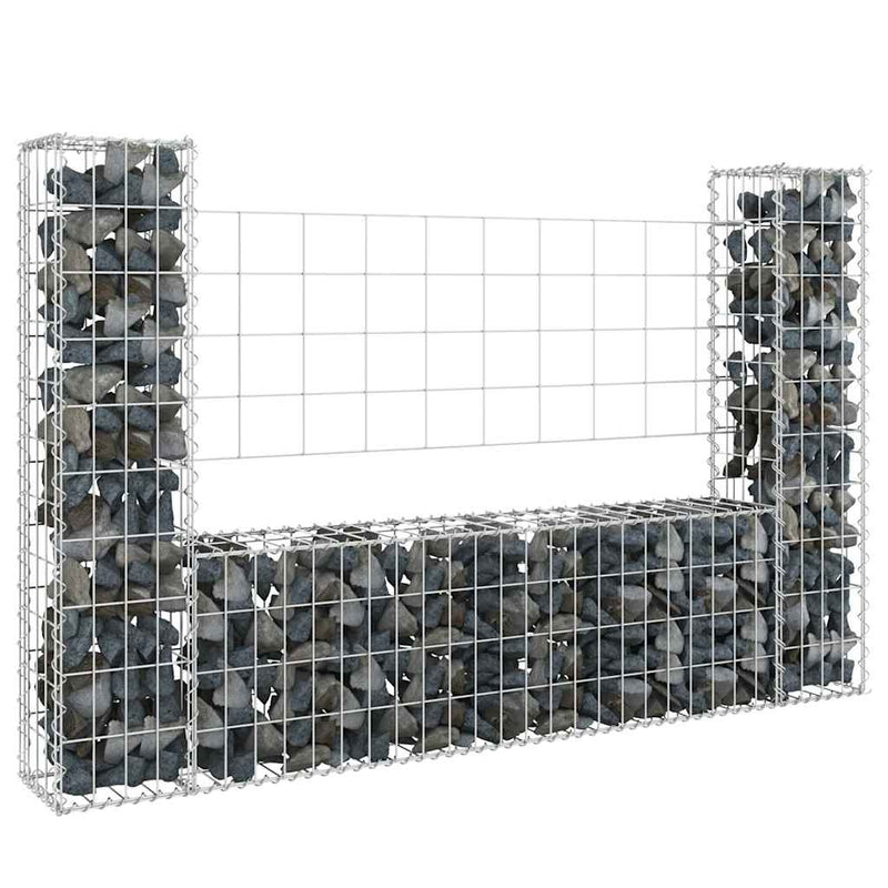 Load image into Gallery viewer, Vidaxl schanskorf u-vormig met 2 palen 140x20x100 cm ijzer