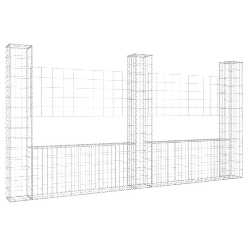 Load image into Gallery viewer, Vidaxl schanskorf u-vormig met 3 palen 260x20x150 cm ijzer