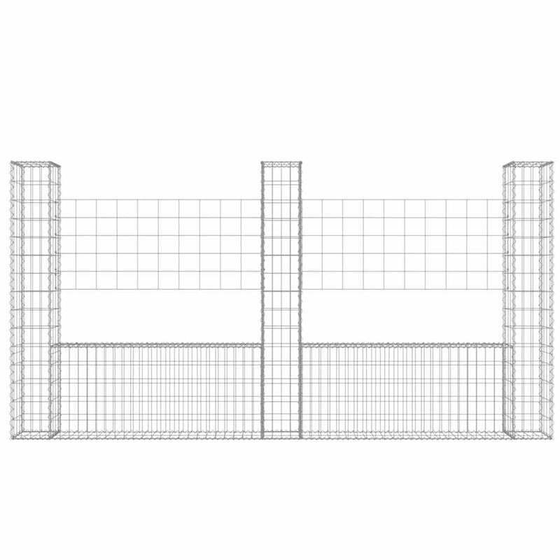 Load image into Gallery viewer, Vidaxl schanskorf u-vormig met 3 palen 260x20x150 cm ijzer