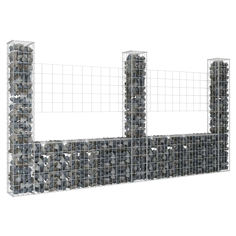 Load image into Gallery viewer, Vidaxl schanskorf u-vormig met 3 palen 260x20x150 cm ijzer