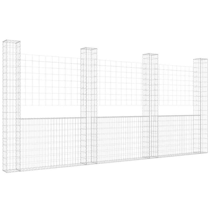 Load image into Gallery viewer, VidaXL Schanskorf U-vormig met 4 palen 380x20x200 cm ijzer