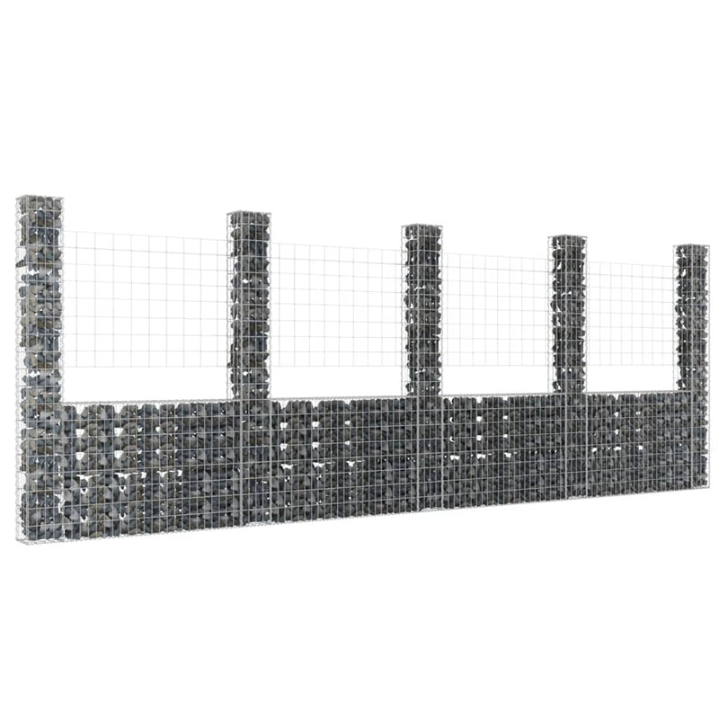 Load image into Gallery viewer, VidaXL Schanskorf U-vormig met 5 palen 500x20x200 cm ijzer