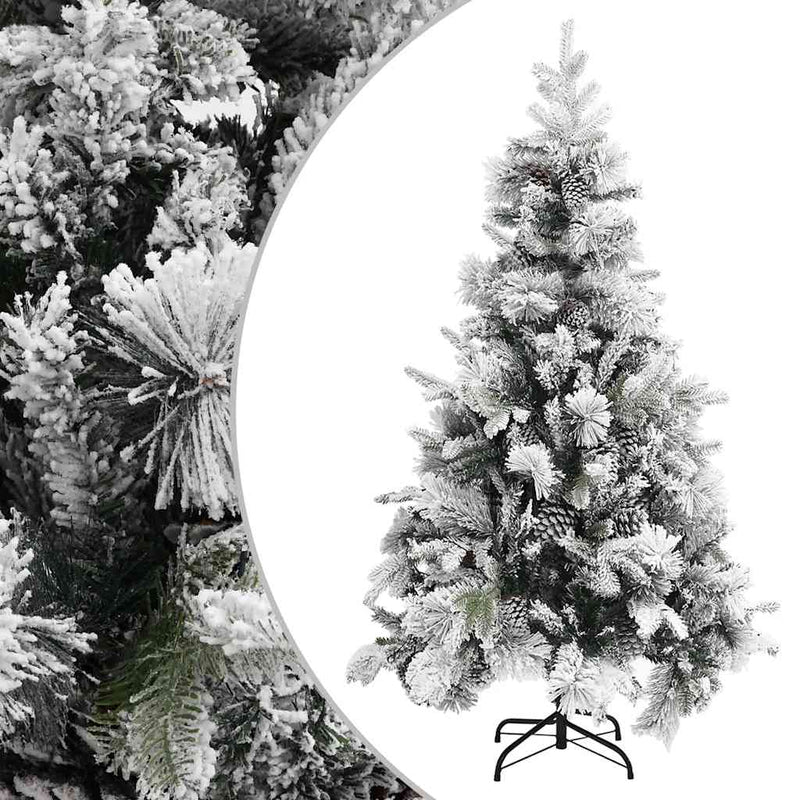 Afbeelding laden in galerijviewer, Vidaxl kerstboom met dennenappels en sneeuw 195 cm pvc en pe