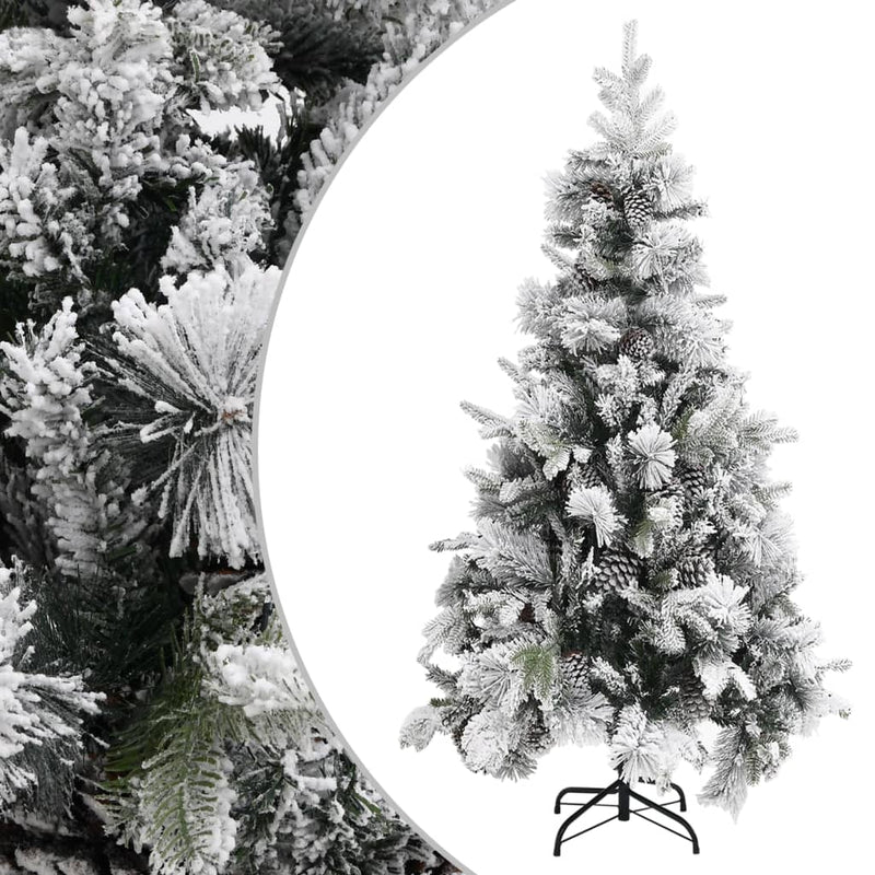 Afbeelding laden in galerijviewer, Vidaxl kerstboom met dennenappels en sneeuw 225 cm pvc en pe
