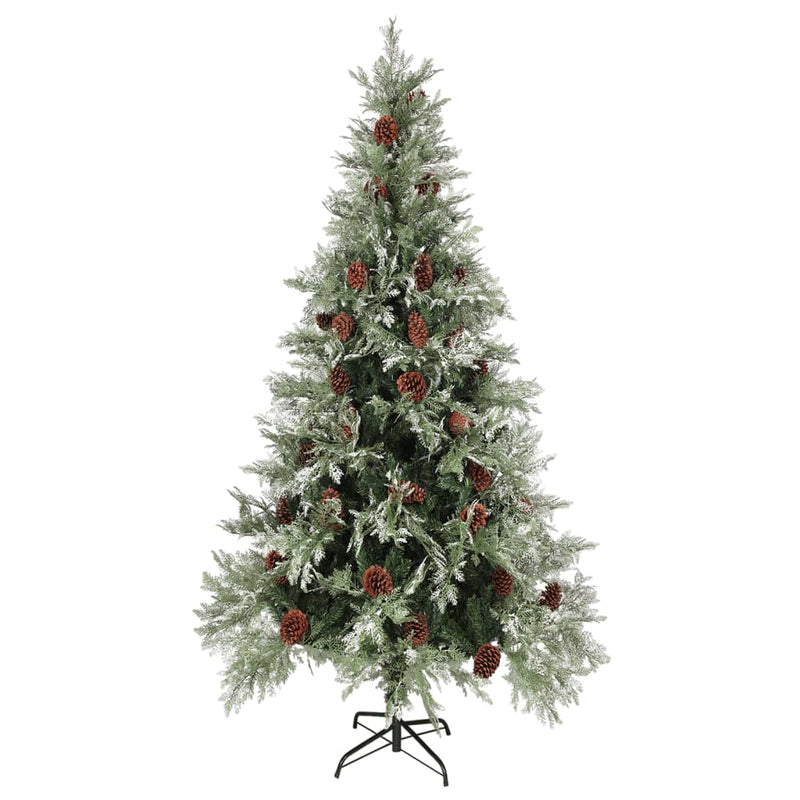 Load image into Gallery viewer, Vidaxl kerstboom met dennenappels 225 cm pvc en pe groen en wit