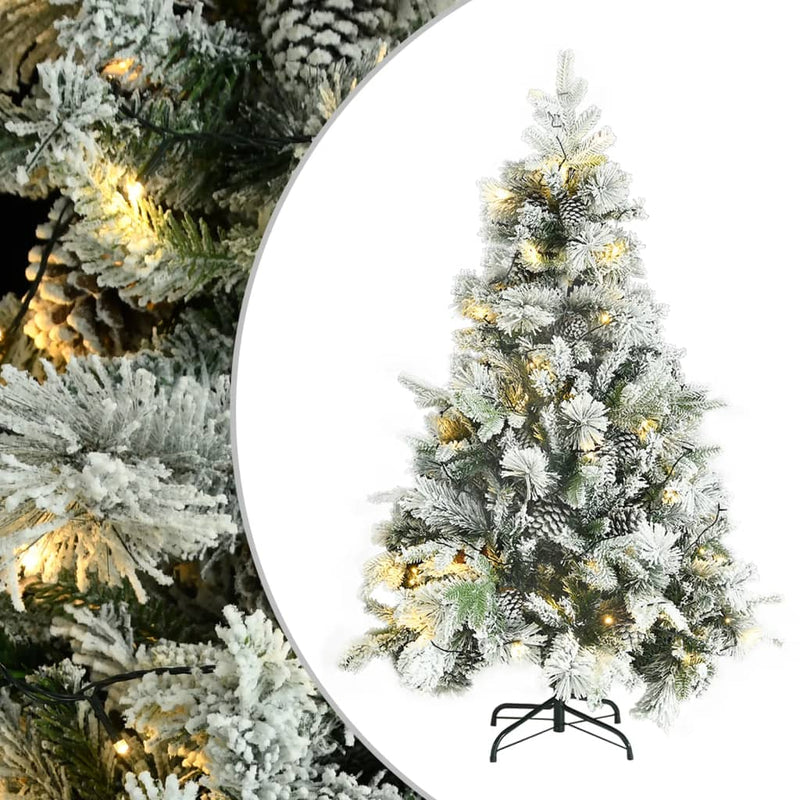 Load image into Gallery viewer, VidaXL Kerstboom met LED en dennenappels en sneeuw 150 cm PVC en PE