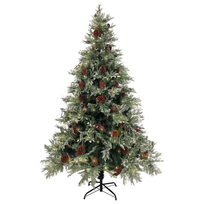 Load image into Gallery viewer, VidaXL Kerstboom met LED en dennenappels 120 cm PVC en PE groen en wit