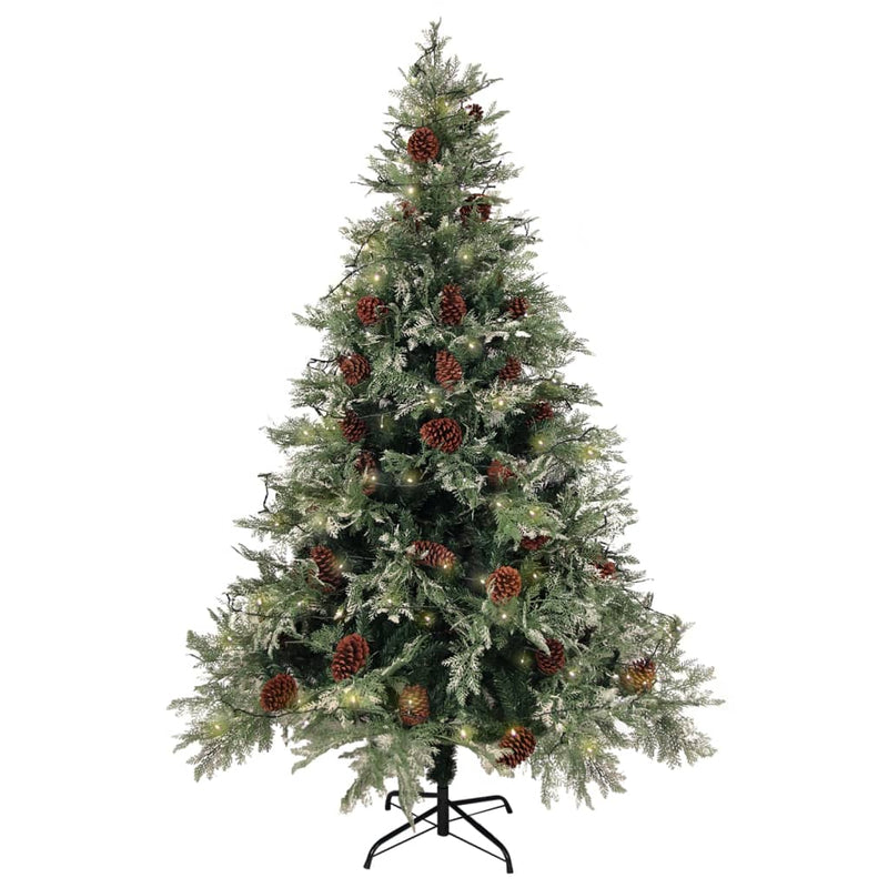 Load image into Gallery viewer, VidaXL Kerstboom met LED en dennenappels 150 cm PVC en PE groen en wit