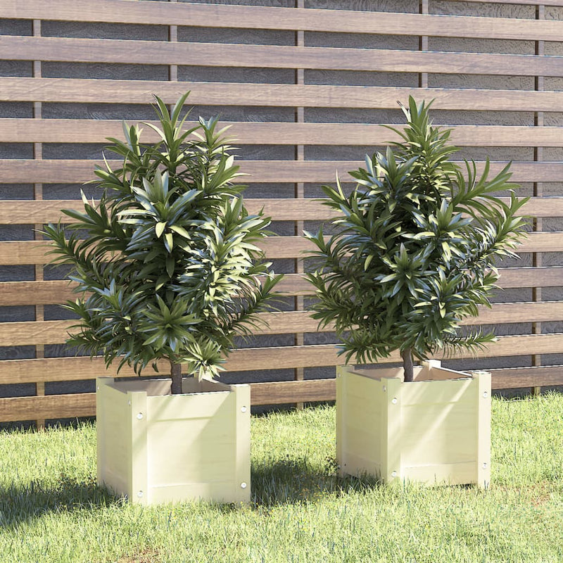 Load image into Gallery viewer, Vidaxl plantenbakken 2 st 31x31x31 cm massief grenenhout wit