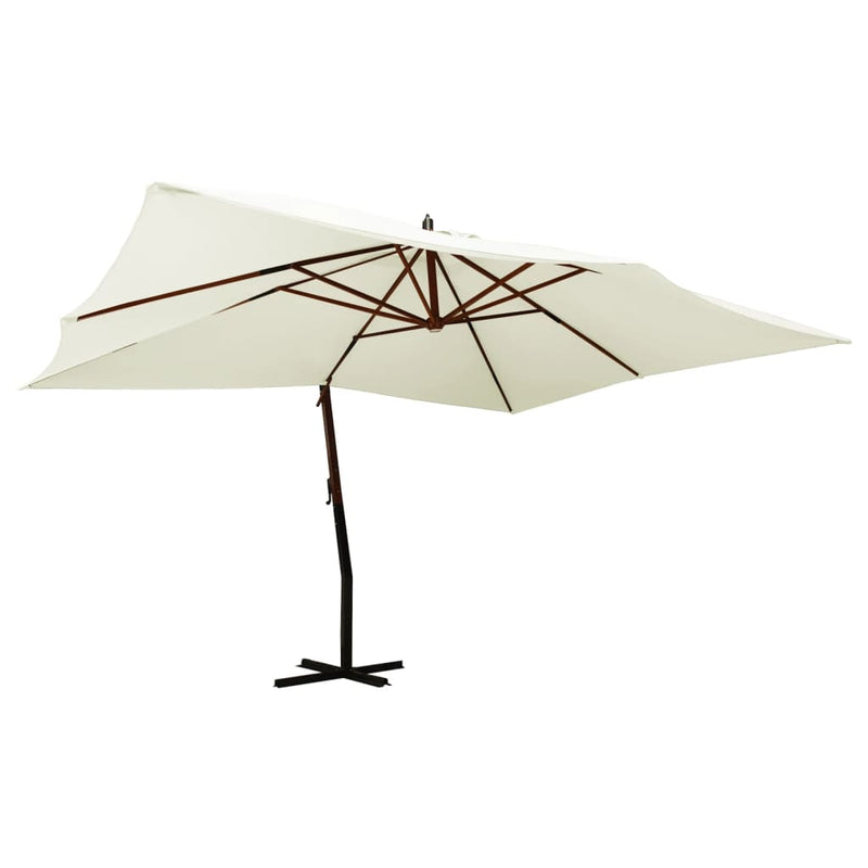 Load image into Gallery viewer, Vidaxl zweefparasol met houten paal 400x300 cm zandwit