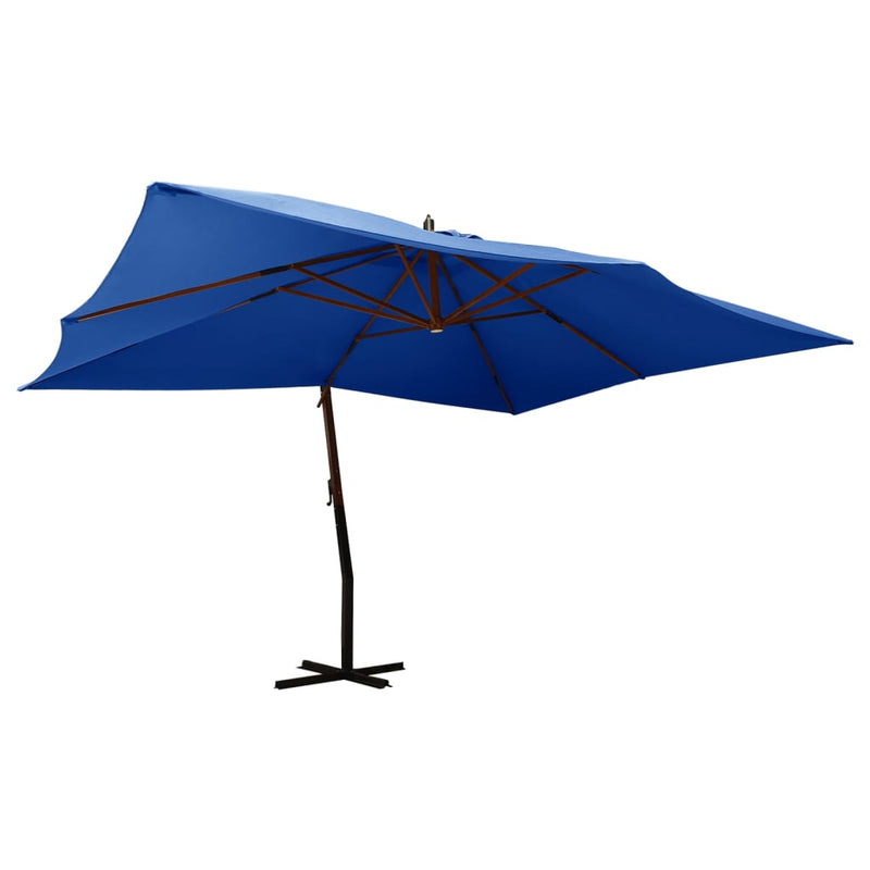Load image into Gallery viewer, Vidaxl zweefparasol met houten paal 400x300 cm azuurblauw