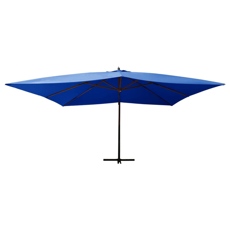 Load image into Gallery viewer, Vidaxl zweefparasol met houten paal 400x300 cm azuurblauw