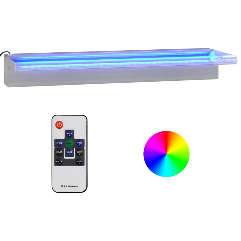 Load image into Gallery viewer, Vidaxl watervaloverlaat met rgb led's 60 cm roestvrij staal