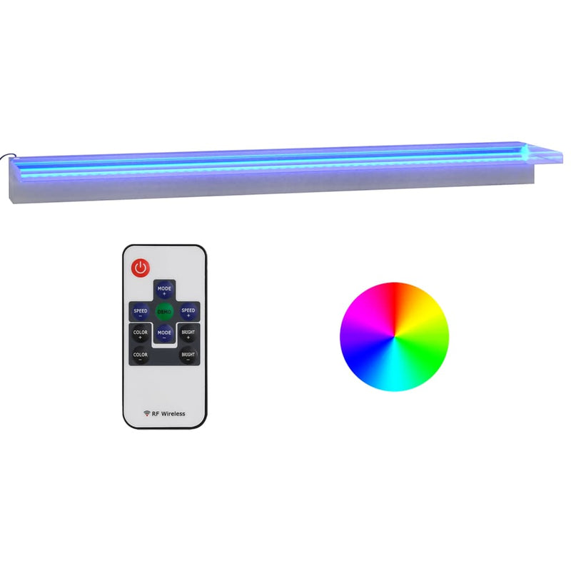 Load image into Gallery viewer, Vidaxl watervaloverlaat met rgb led's 108 cm roestvrij staal