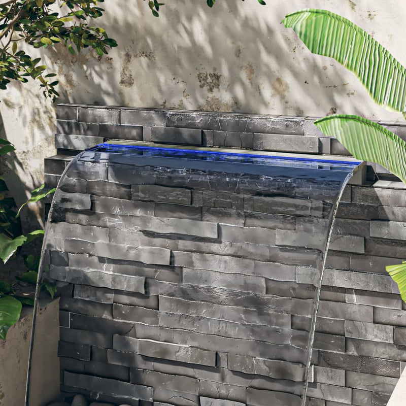 Load image into Gallery viewer, Vidaxl watervaloverlaat met rgb led's 108 cm roestvrij staal