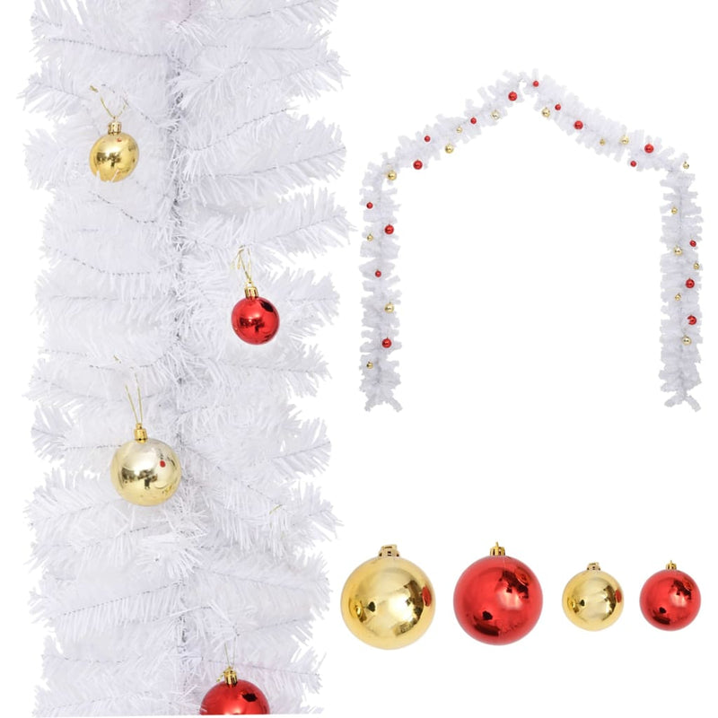 Load image into Gallery viewer, Vidaxl kerstslinger versierd met kerstballen 5 m wit