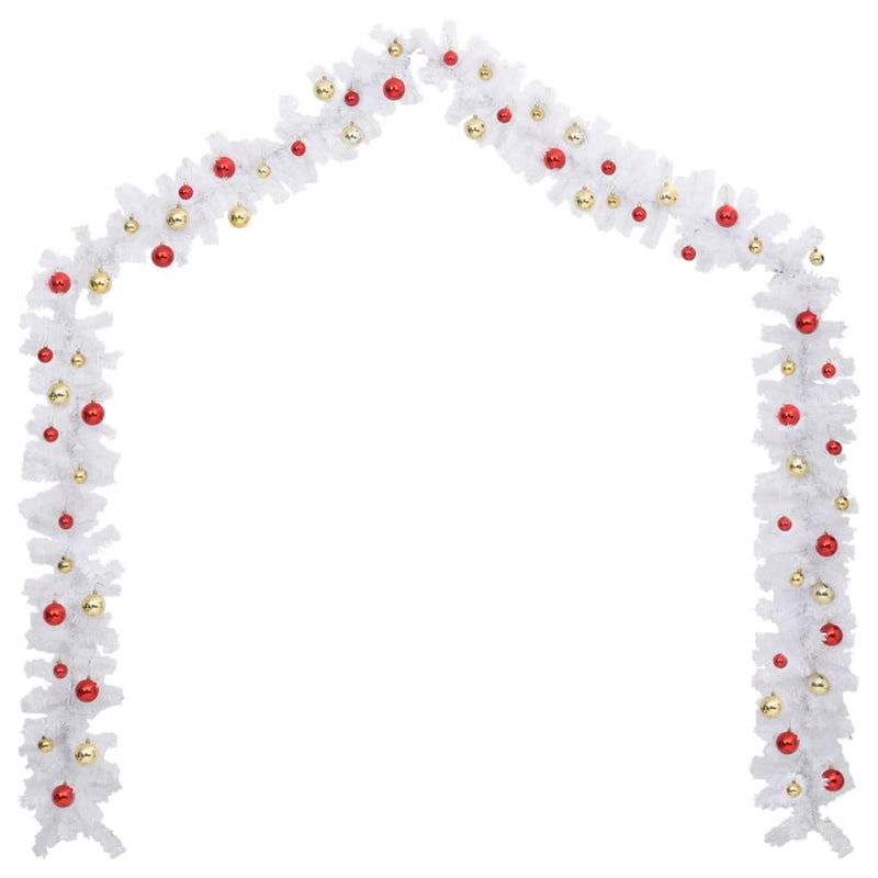 Load image into Gallery viewer, Vidaxl kerstslinger versierd met kerstballen 10 m wit
