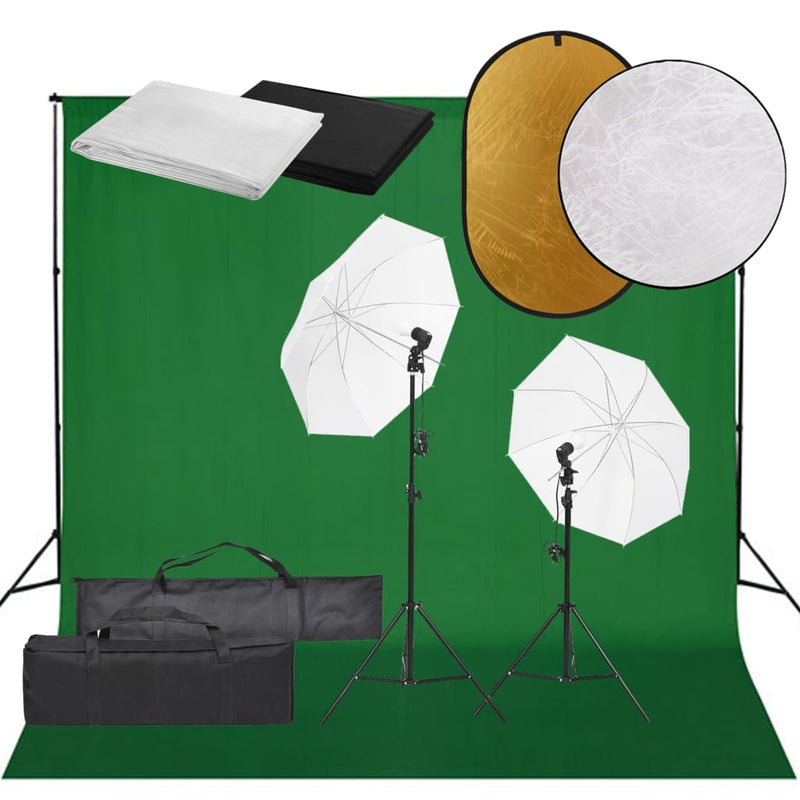 Load image into Gallery viewer, VidaXL Fotostudioset met verlichtingsset, achtergrond en reflector